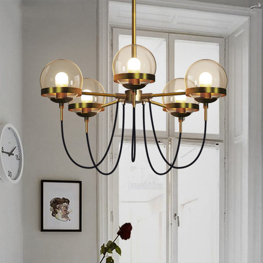 Modern Bubble Drop Glass Pendant Chandelier With Curved Arm - Perfect For Living Room Bronze