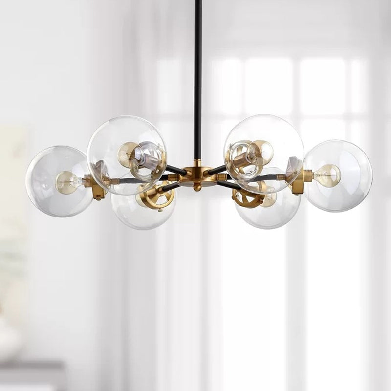 Minimal Gold And Black Bubble Chandelier - 6 Lights Glass Pendant Lighting Gold-Black / Smoke Grey