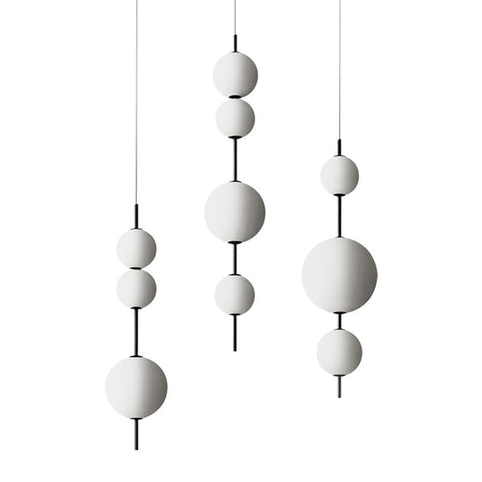 Modern Led Black Chandelier With Cream Glass Pendulum For Dining Room Lighting