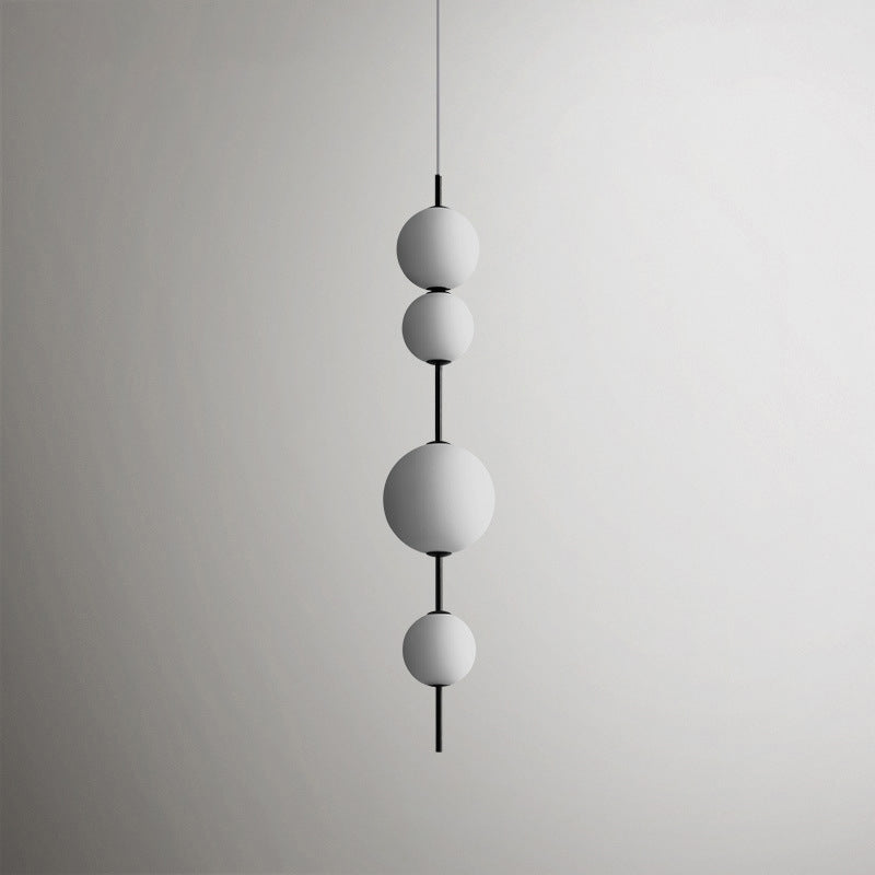 Modern Led Black Chandelier With Cream Glass Pendulum For Dining Room Lighting / C