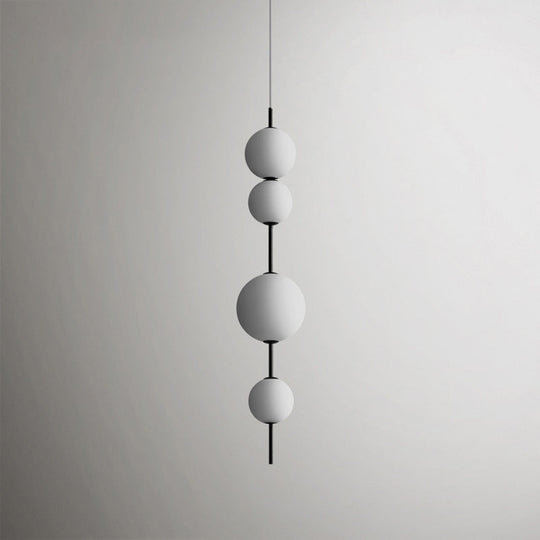 Modern Led Black Chandelier With Cream Glass Pendulum For Dining Room Lighting / C