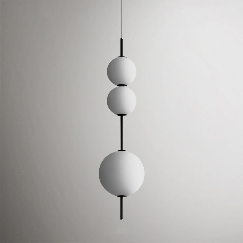 Modern Led Black Chandelier With Cream Glass Pendulum For Dining Room Lighting / B