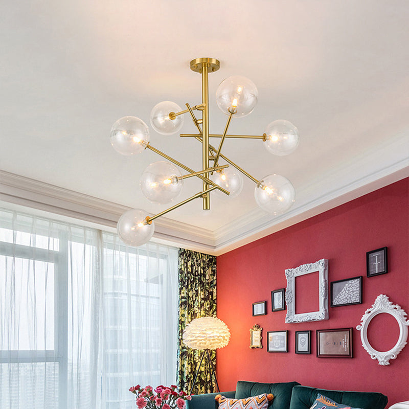 Modern Clear Glass And Gold Bubble Pendulum Light Chandelier For Dining Room