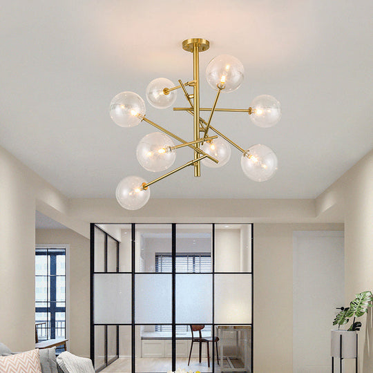 Modern Clear Glass Gold Bubble Pendulum Light Chandelier for Dining Room