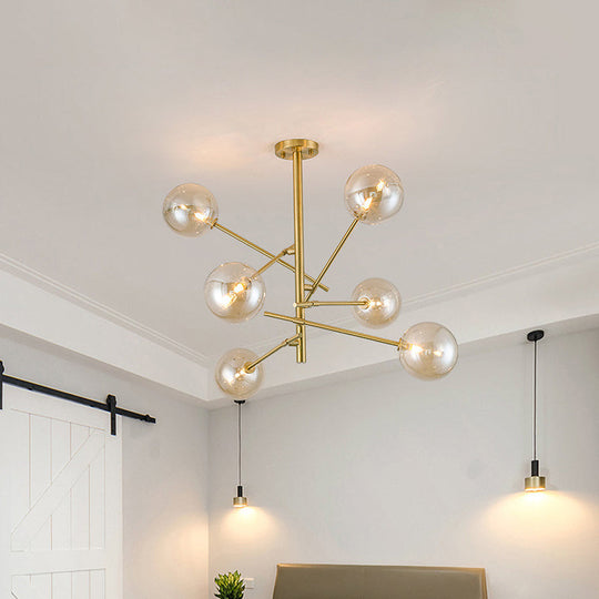 Modern Clear Glass Gold Bubble Pendulum Light Chandelier for Dining Room