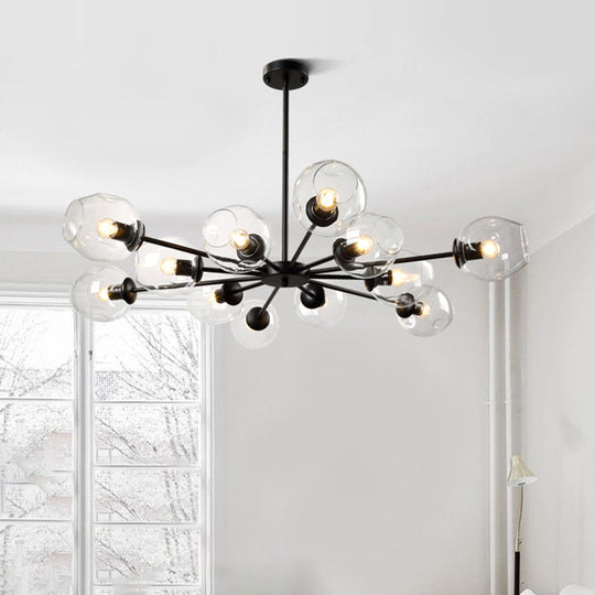 Nordic Gradient Glass Pendant Light With Dimpled Finish - Ideal For Living Room 12 / Black Clear