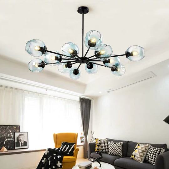 Nordic Gradient Glass Chandelier Pendant Light with Cup Shade for Living Room
