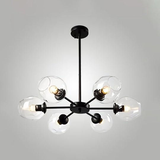 Nordic Gradient Glass Pendant Light With Dimpled Finish - Ideal For Living Room 6 / Black Clear