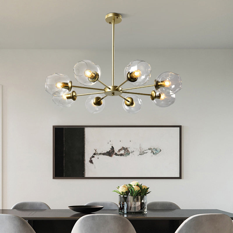 Nordic Gradient Glass Pendant Light With Dimpled Finish - Ideal For Living Room 8 / Gold Clear