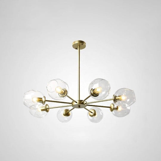 Nordic Gradient Glass Pendant Light With Dimpled Finish - Ideal For Living Room 6 / Gold Clear
