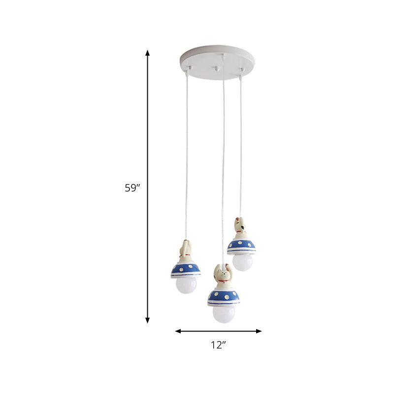 Nordic Animal Pendant Light - 3-Light Resin Lamp For Baby Bedroom