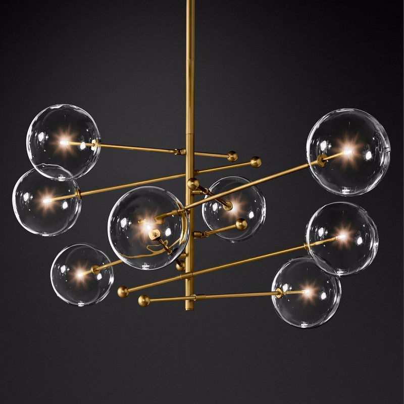 Simplistic 8-Light Dining Room Chandelier Pendant Lamp With Clear Glass Shade Bronze
