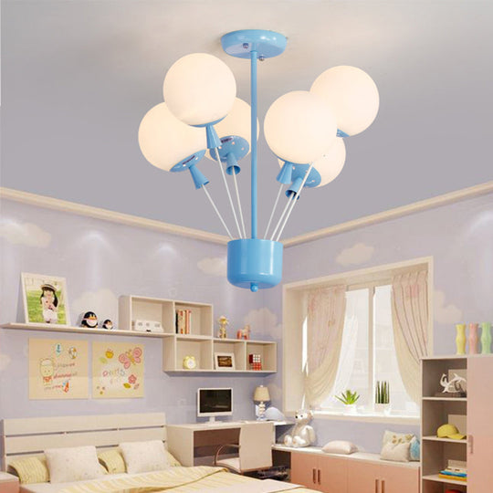 Macaron Baby Bedroom Pendant Light: Stylish Metal Balloon Suspension Fixture Blue