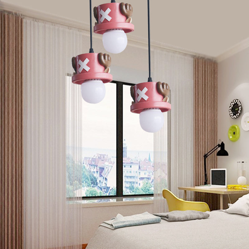 Cartoon Pirate Pendant Light - Resin Single Hanging Lamp For Corridor And Foyer (Red) Pink / B