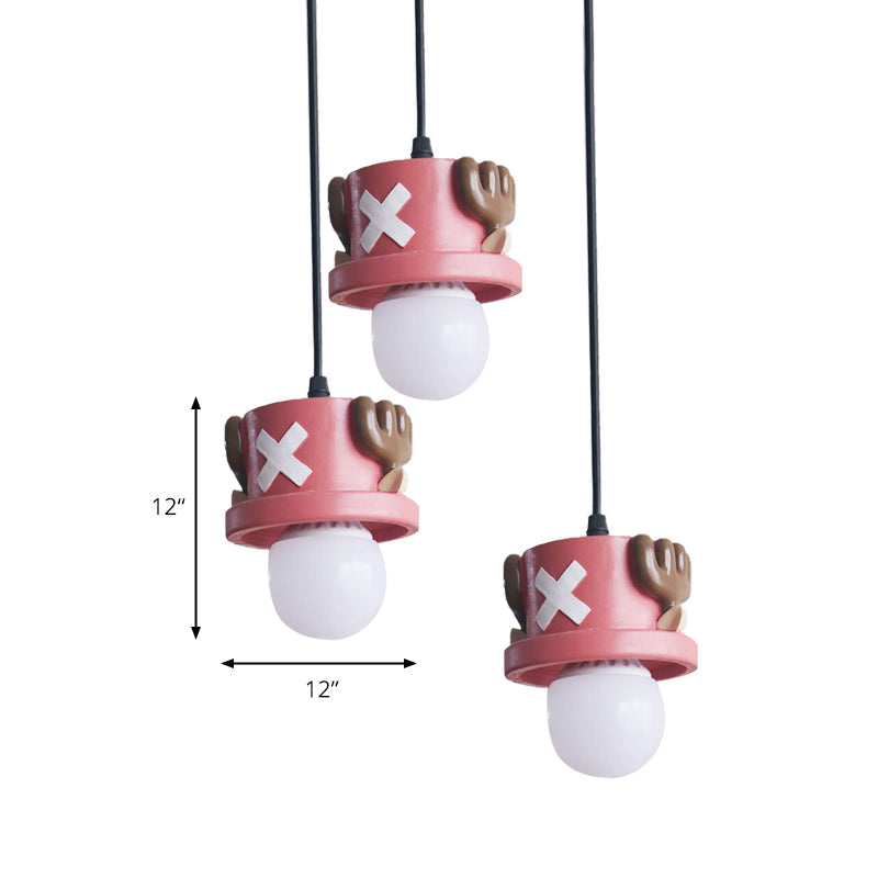 Cartoon Pirate Pendant Light - Resin Single Hanging Lamp For Corridor And Foyer (Red)
