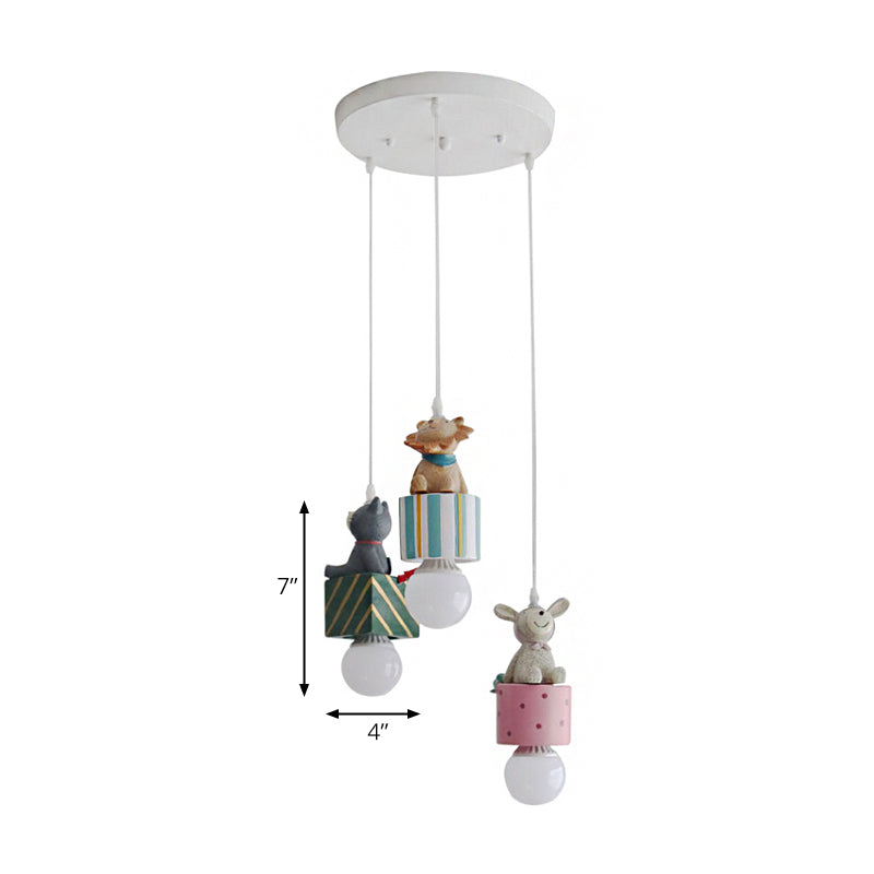 Contemporary Resin Animal Suspension Pendant Light For Dining Room Corridor And Kids