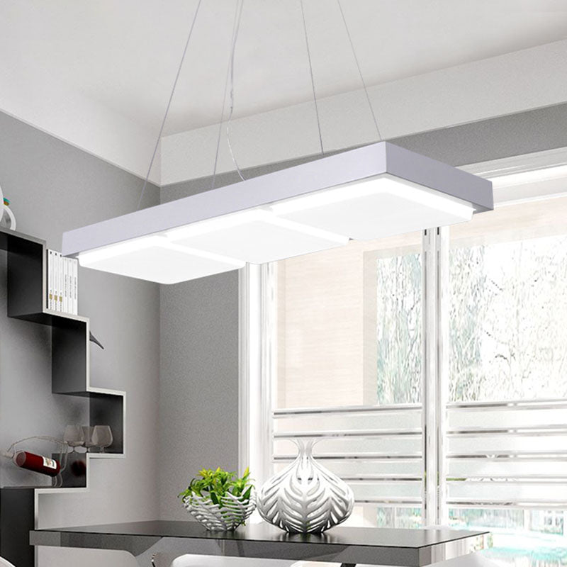 Minimalist Led Pendant Light: Rectangle Office Ceiling Hang - Acrylic Table Lighting