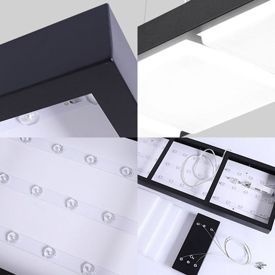 Minimalist Led Pendant Light: Rectangle Office Ceiling Hang - Acrylic Table Lighting