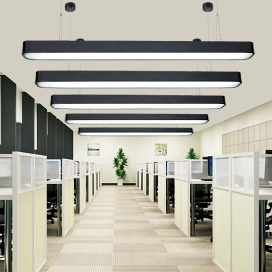 Modern Aluminum Pendant Light With Integrated Led Suspension For Office Black