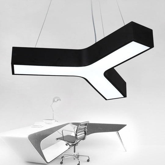 Y-Shaped Led Pendant Lamp With Minimalistic Acrylic Shade Black / 27.5