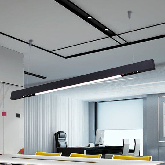 Sleek Acrylic Bar Pendant Light Suspended With Led For Minimalistic Office Décor Black