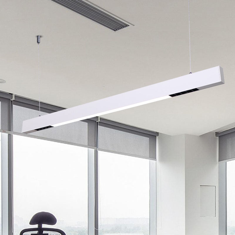 Sleek Acrylic Bar Pendant Light Suspended With Led For Minimalistic Office Décor White