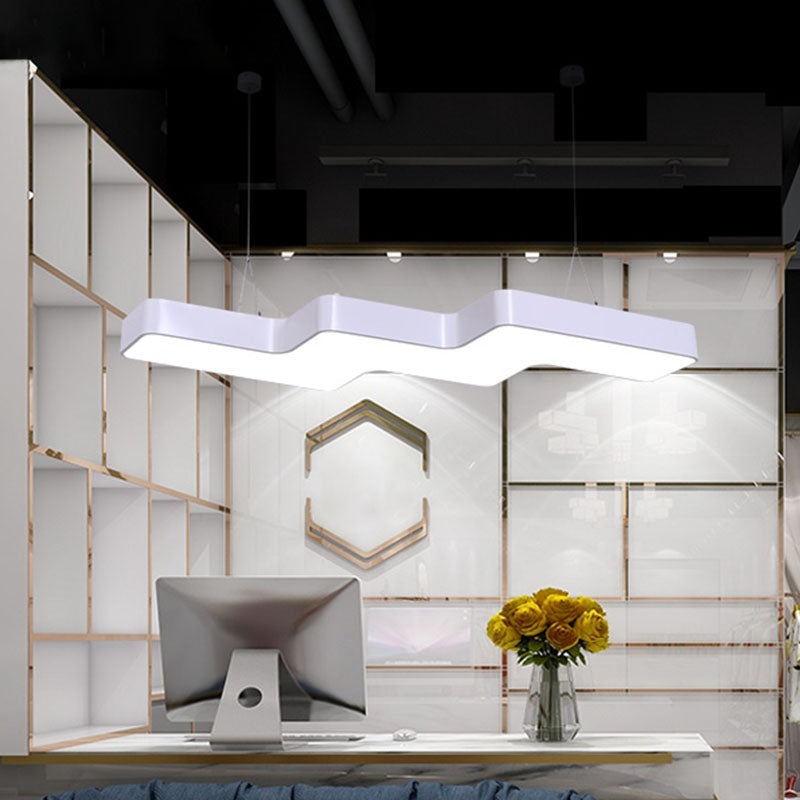 Modern Zigzag Ceiling Light: Creative Acrylic Led Pendant For Office Down Lighting White