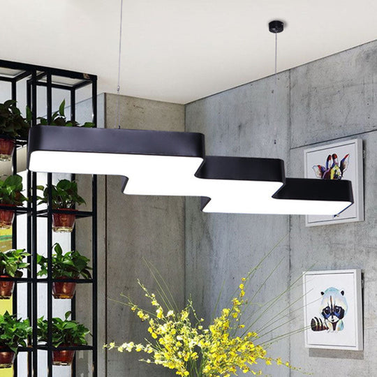 Modern Zigzag Ceiling Light: Creative Acrylic Led Pendant For Office Down Lighting Black