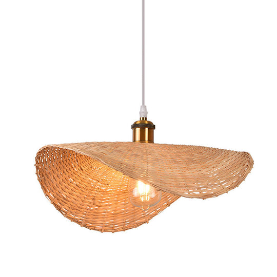 Lotus Leaf Shaped Bamboo Pendant Light - Asian Hanging Lamp Kit