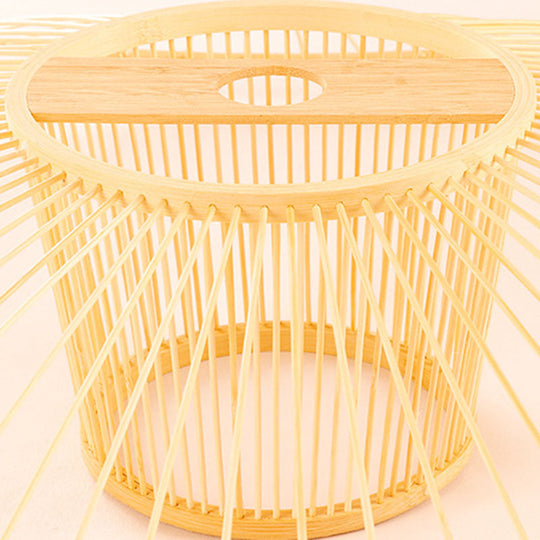 Bamboo Twist Suspension Pendant Light - Contemporary Single Bulb Wood Hanging Lamp