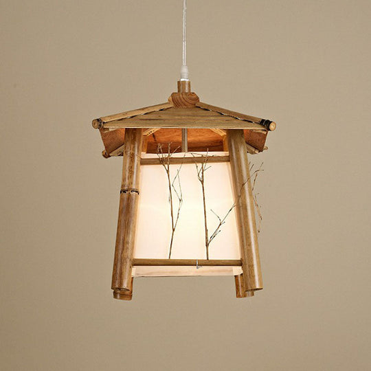 Sleek Bamboo Japanese Pendant Light Fixture For Pavilion Sushi House Ceiling - Wood 1-Light