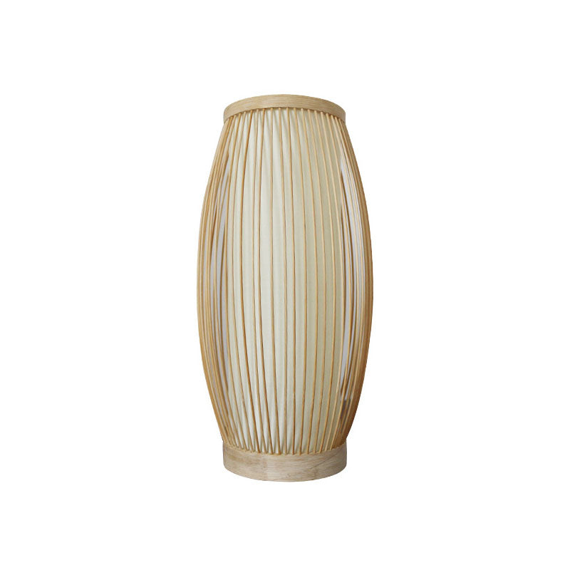 Bamboo Geometric Shape Night Lamp - Asian Wood Table Light For Bedroom