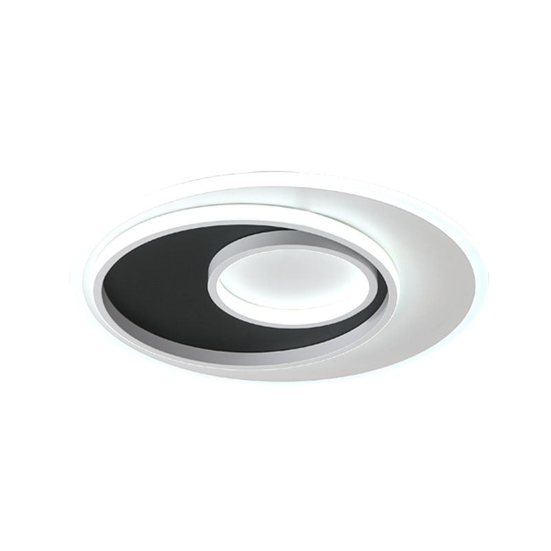 Sleek Metal Ring Flush Light: Black And White Led Ceiling Fixture
