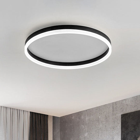 Minimalist Led Circular Flush Mount For Bedrooms With Acrylic Cover Black / White Small