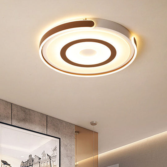 Contemporary Coffee Led Flush Mount Ceiling Light With Metal Halo Ring / Warm Small