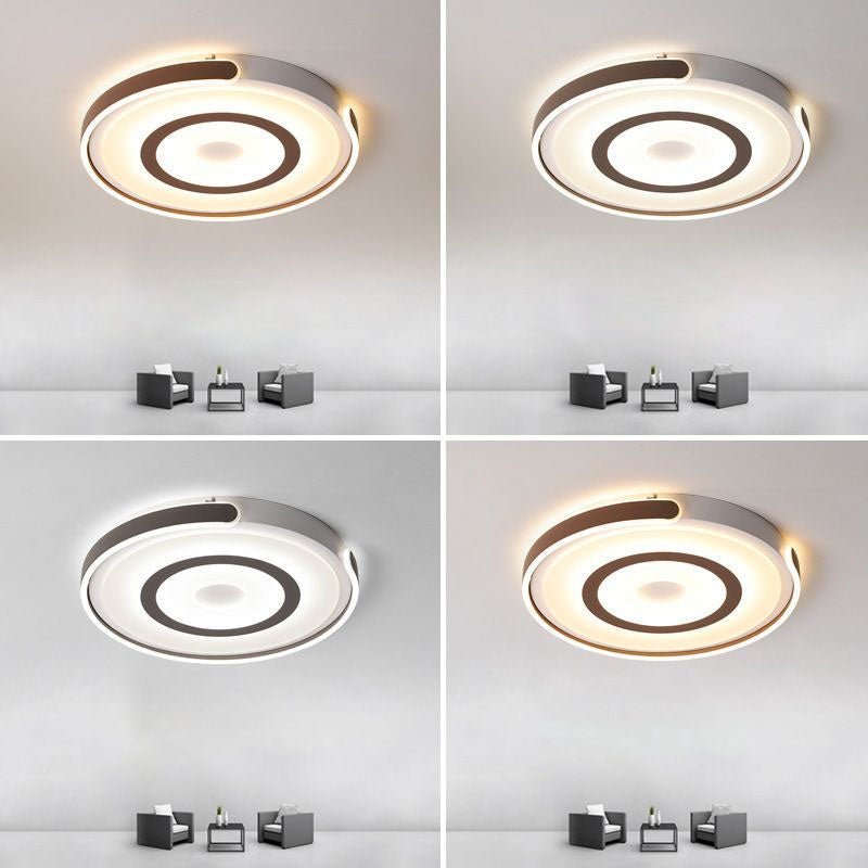 Contemporary Coffee Led Flush Mount Ceiling Light With Metal Halo Ring