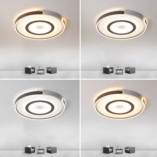 Contemporary Coffee Led Flush Mount Ceiling Light With Metal Halo Ring