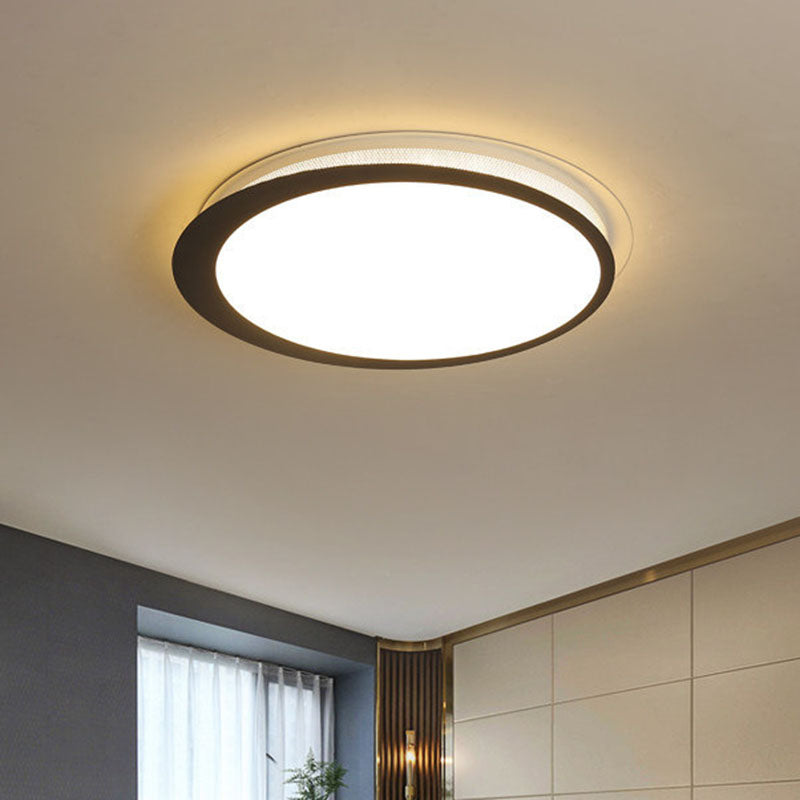 Modern Round Black Led Flush Ceiling Light Fixture For Bedroom