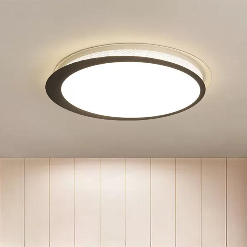 Modern Round Black Led Flush Ceiling Light Fixture For Bedroom
