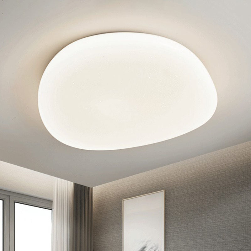 White Pebble Stone Led Bedroom Flushmount Acrylic Ceiling Light - Modern Design / Small