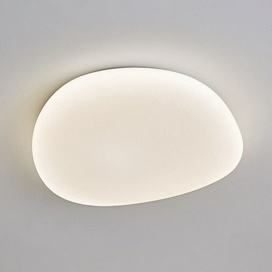 White Pebble Stone Led Bedroom Flushmount Acrylic Ceiling Light - Modern Design