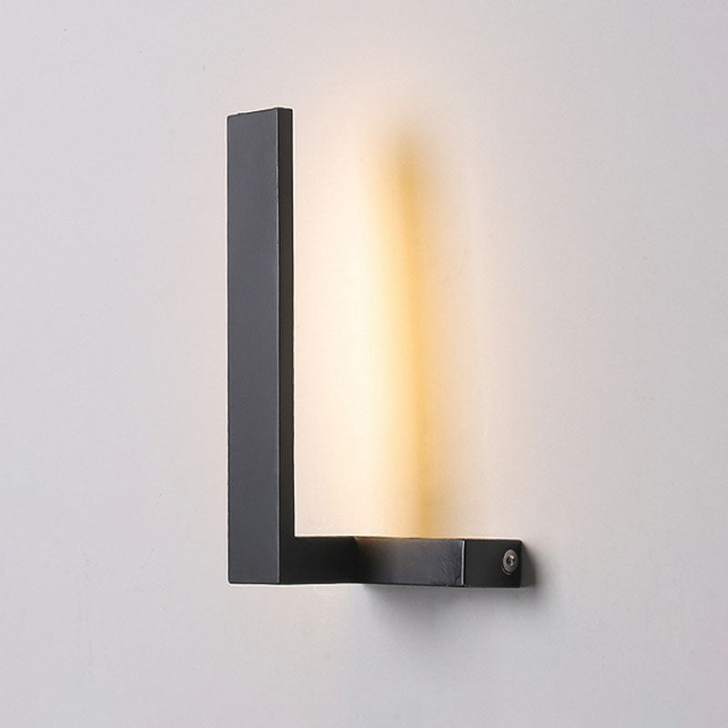 Modern L-Shaped Led Wall Sconce For Living Rooms - Acrylic Simplicity Black / Vertical