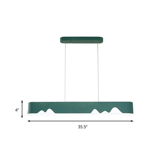 Modern Led Rectangular Linear Chandelier With Metal Hanging Ceiling Light (White/Black/Green) -
