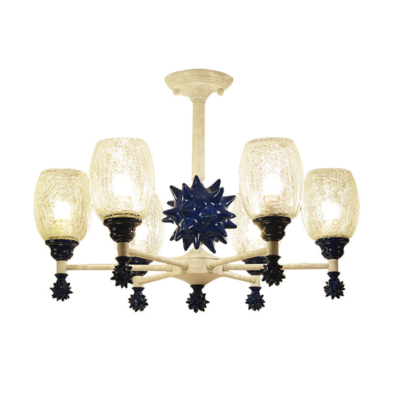 Sea Urchin Glass Hanging Light: Oval Shade Chandelier In Mediterranean Style For Baby Bedroom