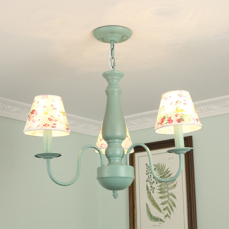Stylish Macaron-Colored Metal Chandelier For Child Bedroom - Nordic Hanging Light 3 / Green