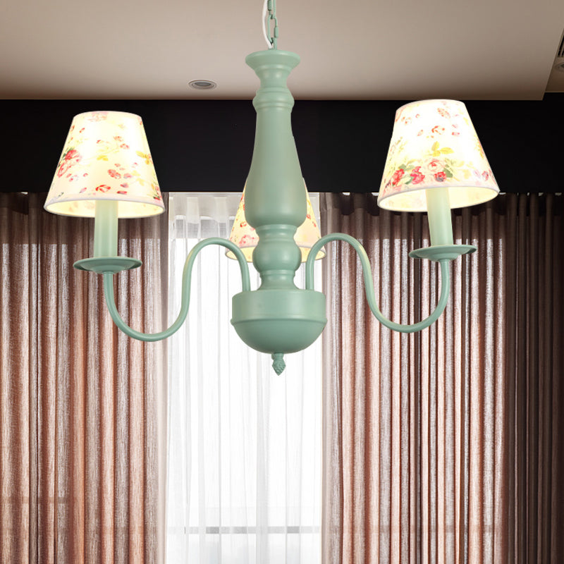Stylish Macaron-Colored Metal Chandelier For Child Bedroom - Nordic Hanging Light