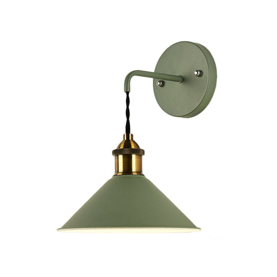 Metal Sconce Lighting - Cone Shade Industrial Wall Mounted Lamp In Black/Grey/White