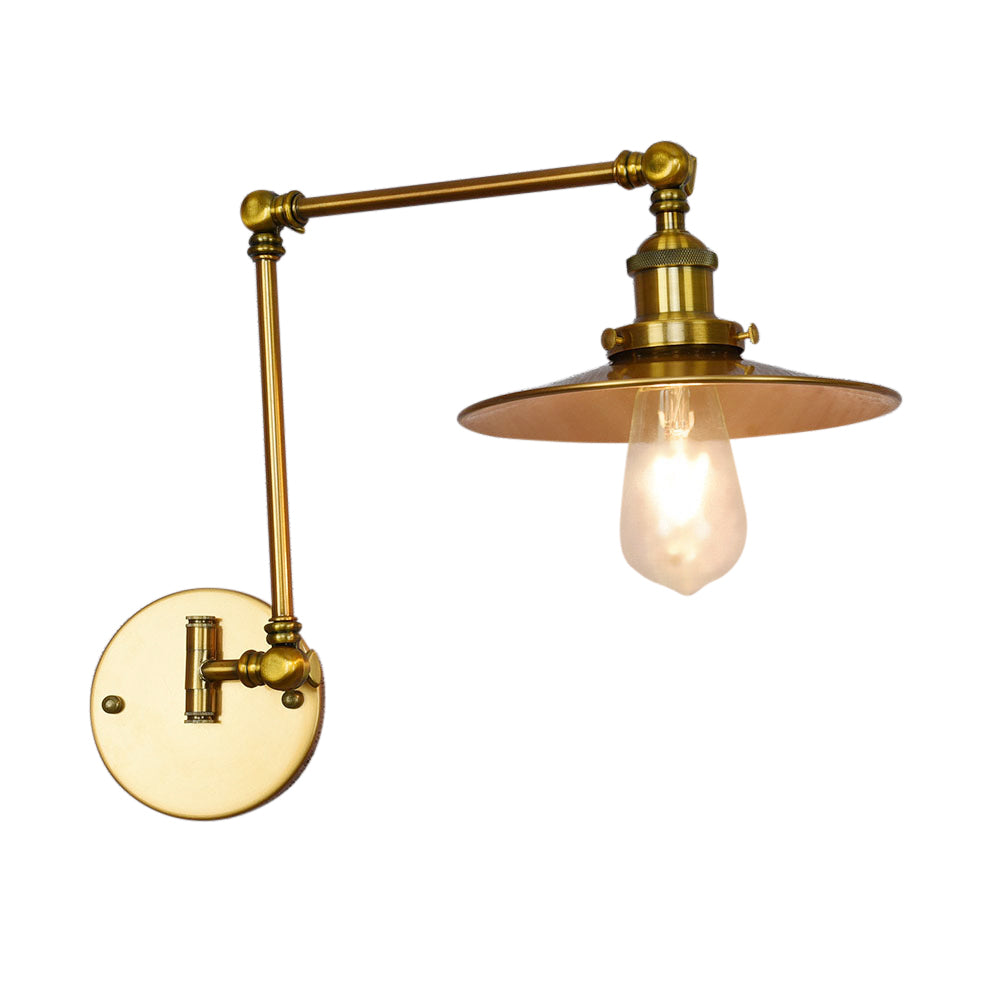 Brass Sconce Light With Wide Flare: Industrial Wall Mounted Lighting For Dining Room
