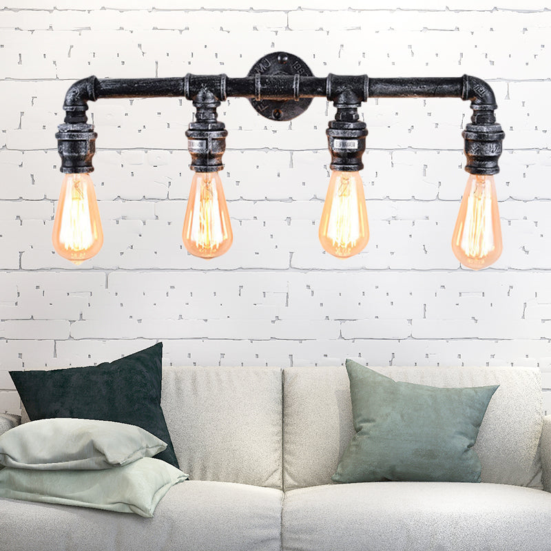 Industrial Antique Silver Wall Sconce With 4 Bulbs - Perfect For Living Room Lighting Aged
