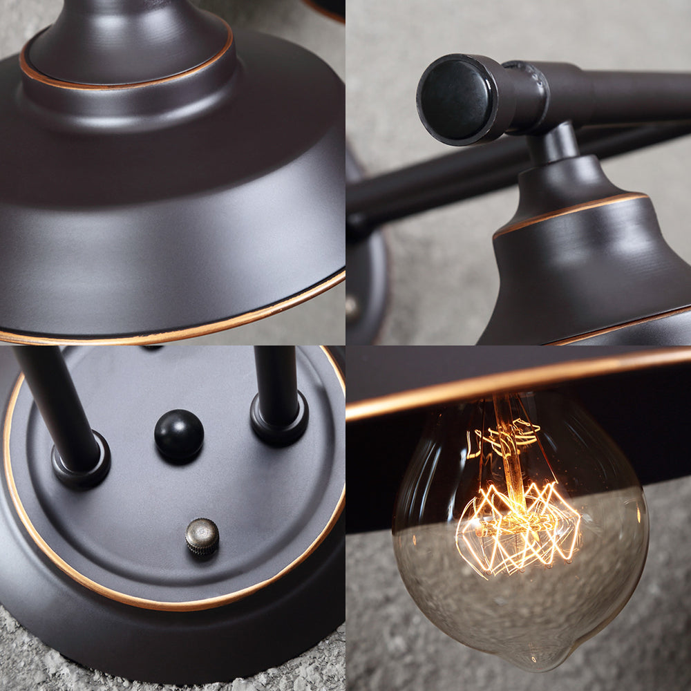 Industrial Matte Black Metal Sconce Light Fixture - 2-Light Barn Shade Wall Lamp For Living Room
